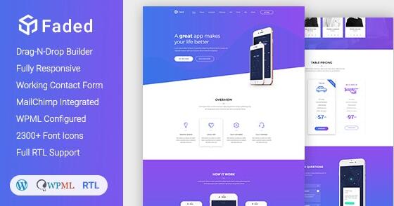 Faded v1.9.6 – Responsive App Landing Page WordPress Theme + RTL插图