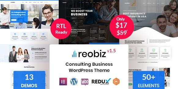 Reobiz v5.2.2（已汉化） – WordPress商务咨询主题插图
