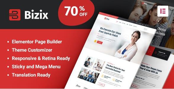 Bizix v2.1.1 – WordPress企业和商业主题插图