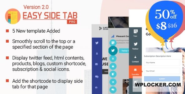 Easy Side Tab Pro v2.0.56-适用于WordPress的响应式浮动选项卡插件