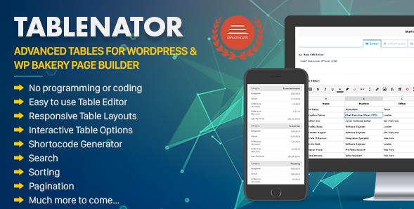 Tablenator v2.1.92-WordPress的高级表格插件