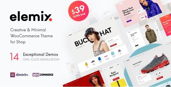 Elemix v1.2.4破解版 –现代和创意元素或WooCommerce主题插图