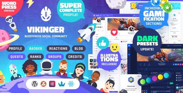 Vikinger v1.9.30激活版(已汉化) – BuddyPress和GamiPress社会社区