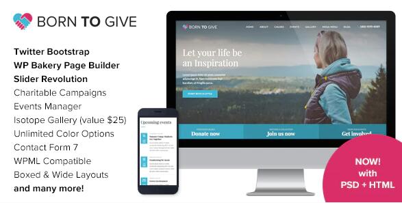 Born To Give v2.8.1 – WordPres慈善主题插图