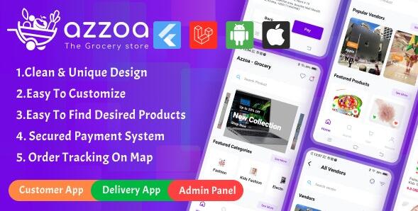 Azzoa v4.0.3破解版 – 电子商务Flutter移动应用程序