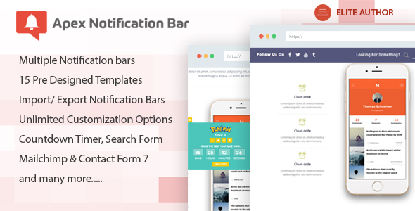Apex Notification Bar v2.1.8 – WordPress的通知栏插件插图