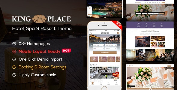 KingPlace v1.2.10破解版–WordPress酒店预订,水疗和度假主题