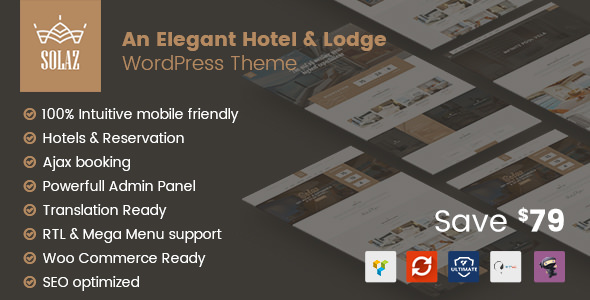 Solaz v1.2.5 – WordPress 优雅的酒店和小屋 主题插图