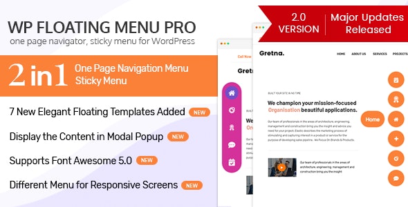 WP Floating Menu Pro v2.1.3 – 单页导航器,WordPress 粘性菜单