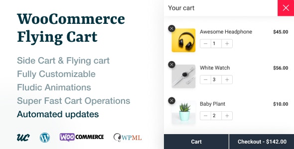 WooCommerce Flying Cart v1.6.1破解版(已汉化) – WooCommerce 浮动购物车插件