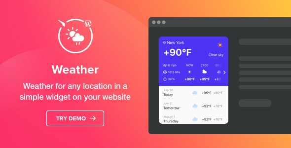 Weather Forecast v1.3.1(已汉化) – WordPress 天气插件