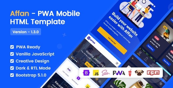 Affan v1.3 – PWA 移动 HTML 模板插图