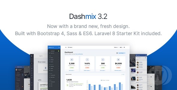 Dashmix v5.10 – Bootstrap 5 管理仪表板模板和 Laravel 8 入门套件插图