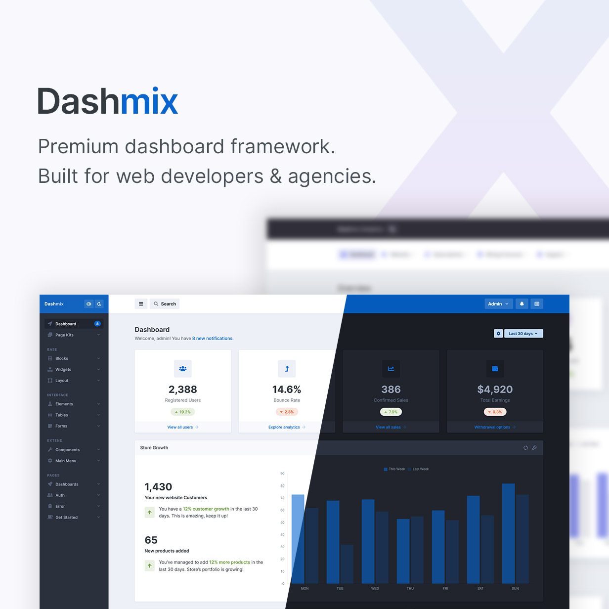 Dashmix v5.10 – Bootstrap 5 管理仪表板模板和 Laravel 8 入门套件插图(2)