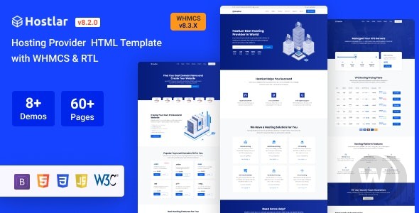 Hostlar v10.9.5 – 带有 WHMCS 的域托管 HTML 模板插图