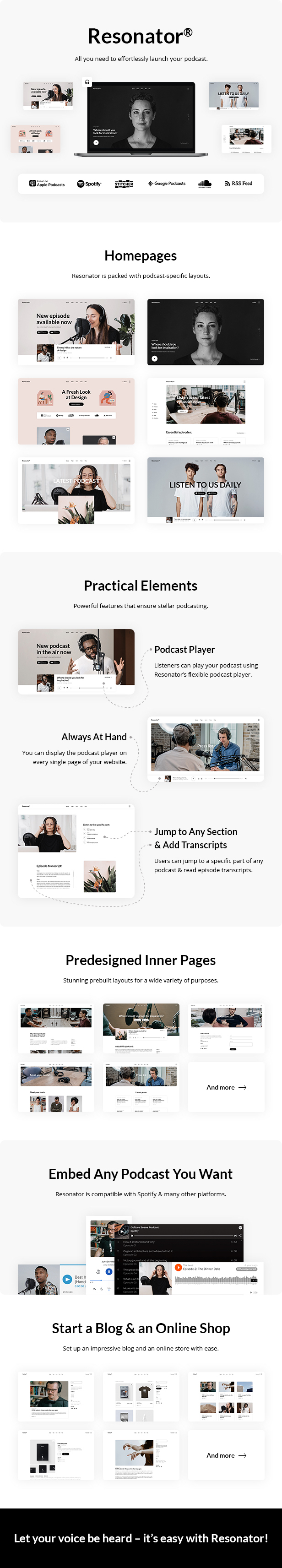 Resonator v1.3 – WordPress 音频播客模板插图(1)