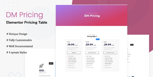 DM Pricing v1.0(已汉化) – WordPress定价展示插件