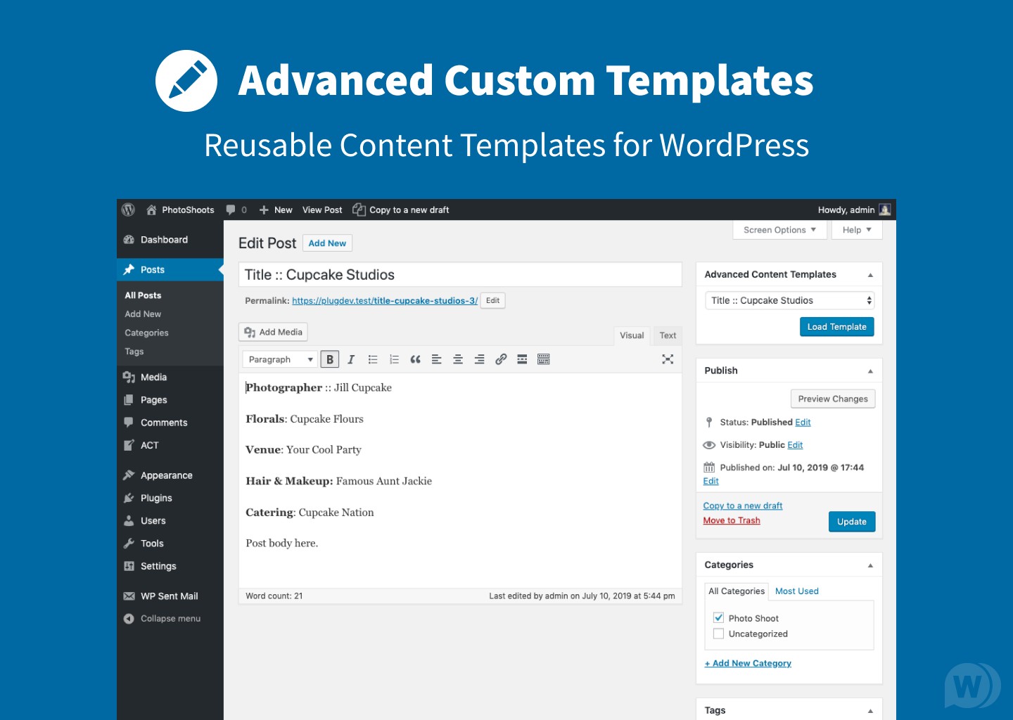 Advanced Content Templates v2.2.2(已汉化) – WordPress内容模板插件
