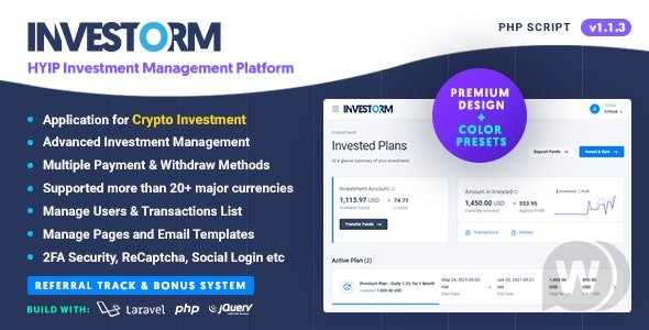 Investorm v1.5.2直装激活版 – 高级 HYIP 投资管理平台