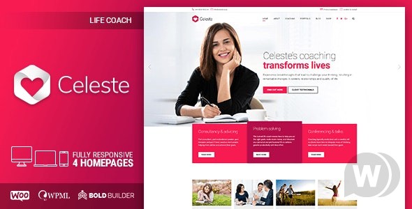 Celeste v1.2.8 – Life Coach & Therapist WP 主题插图
