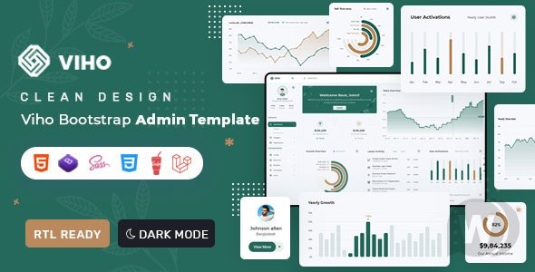 Viho v1.0 – Bootstrap 5 & Laravel 管理 & 仪表板模板插图