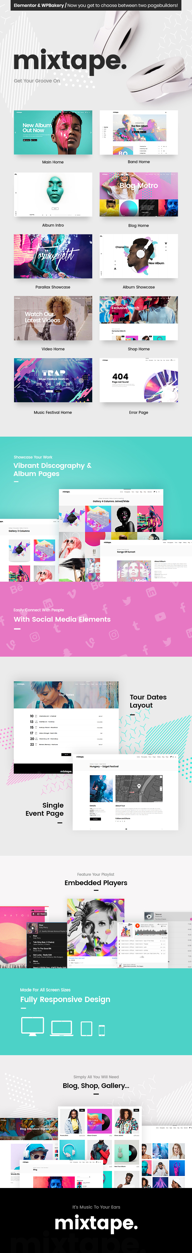 Mixtape v2.0（已汉化） – WordPress 音乐网站模板插图(1)