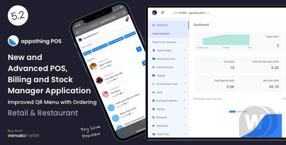 Appsthing POS v7.0 – 多商店零售和餐厅销售点、计费和库存管理器应用程序插图