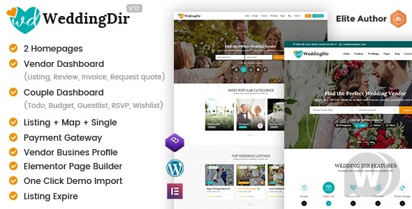 WeddingDir v1.0.0（已汉化） – 目录列表 WordPress 主题插图