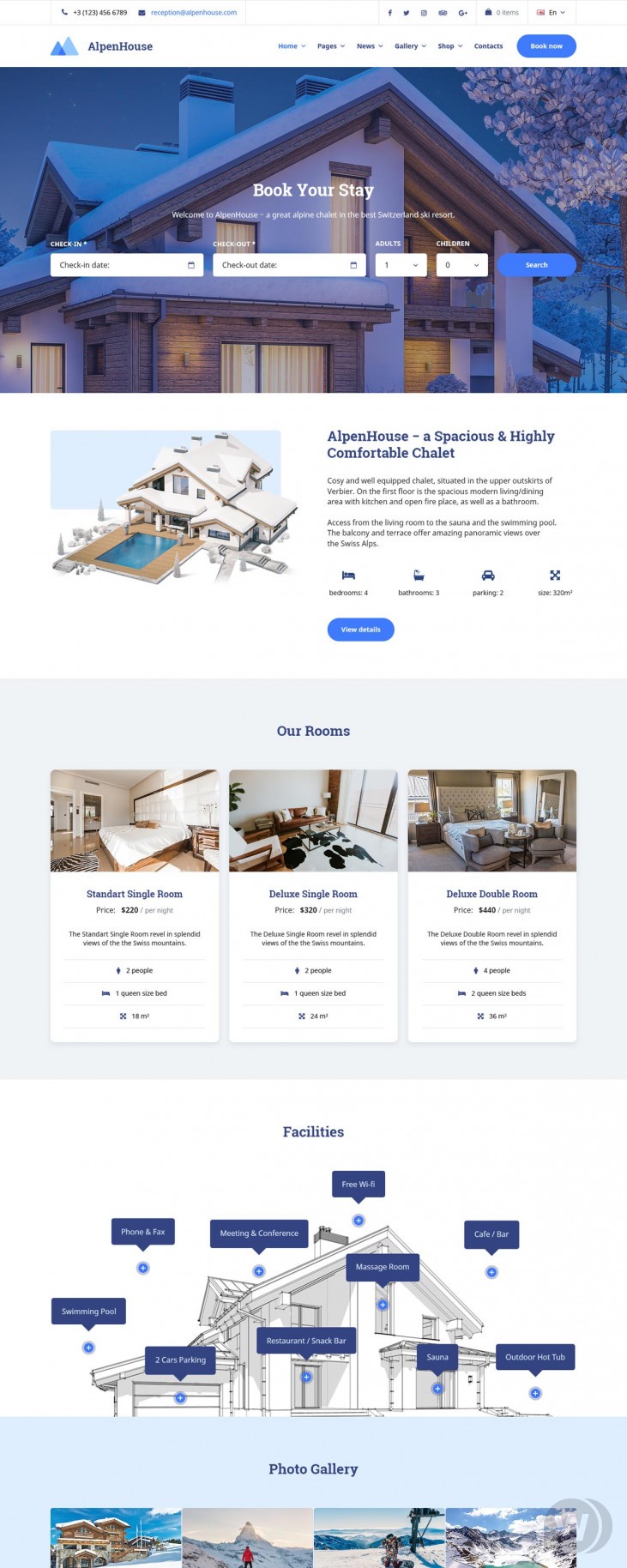 Alpenhouse v1.3.4 – 酒店预订的WordPress主题插图