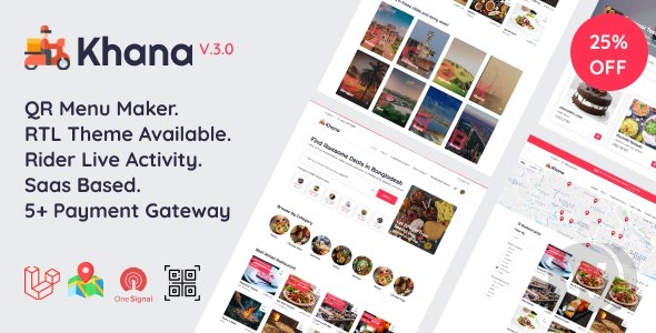 Khana v4.0（已汉化） – 使用 Saas 和 QR Menu Maker 进行多餐厅食品订购、餐厅管理插图