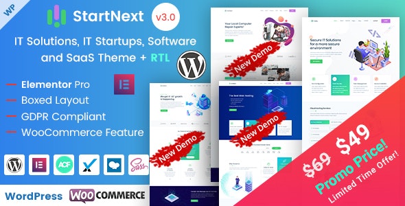 StartNext v5.3(已汉化) – IT 初创公司和数字服务 WordPress 主题