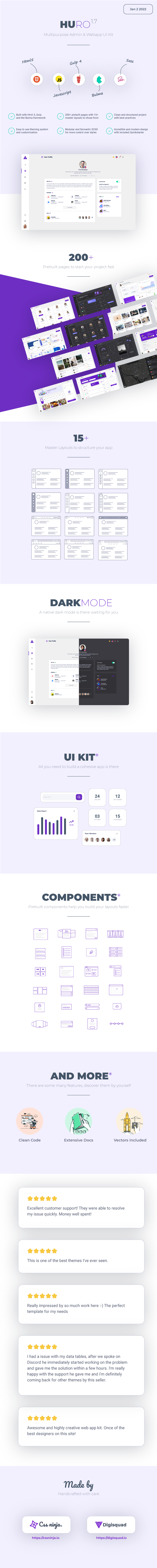 Huro v1.7.0 – 多用途管理和 Webapp UI 套件插图(1)