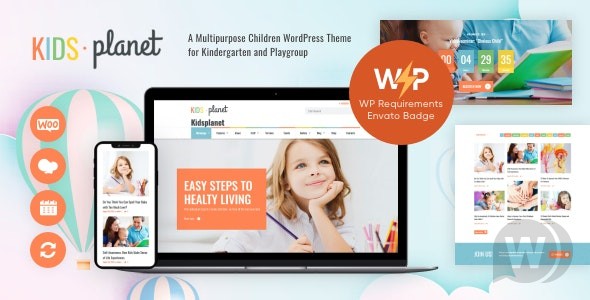 Kids Planet v2.2.9（已汉化） – 儿童幼儿园和游戏组 WordPress 主题插图