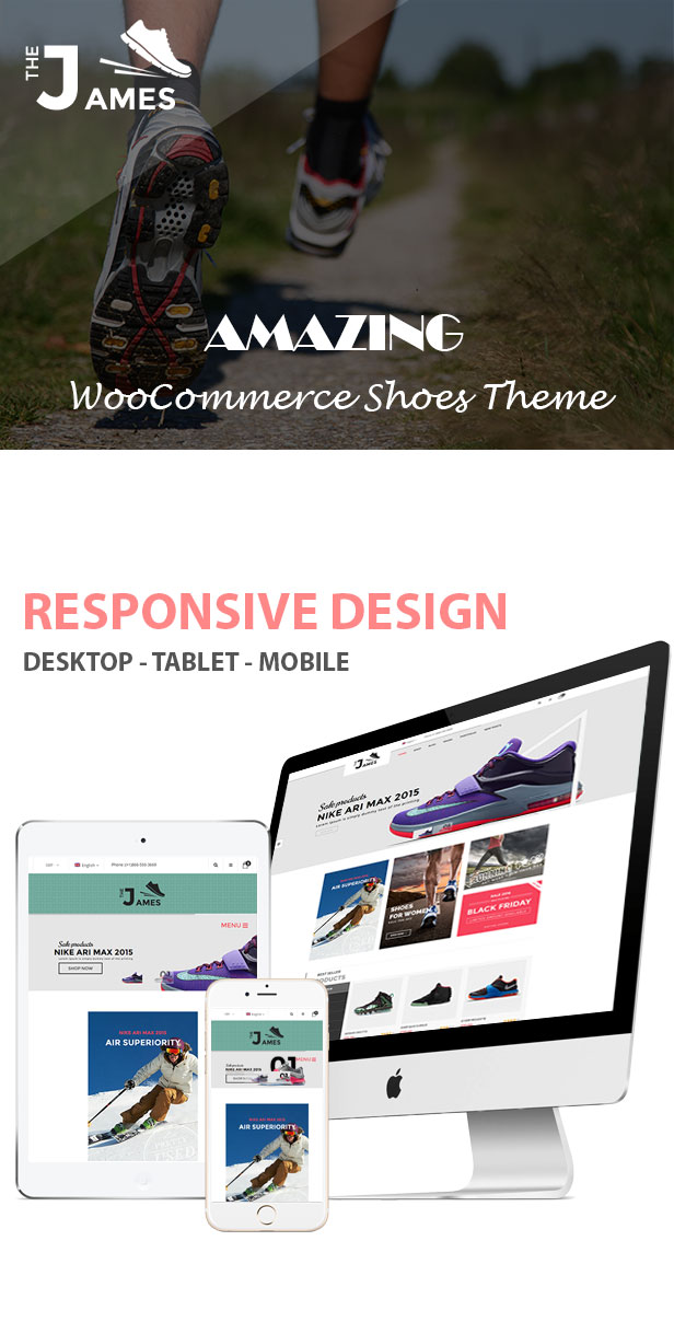James v1.5.6 – 响应式 WooCommerce 鞋子主题插图(1)