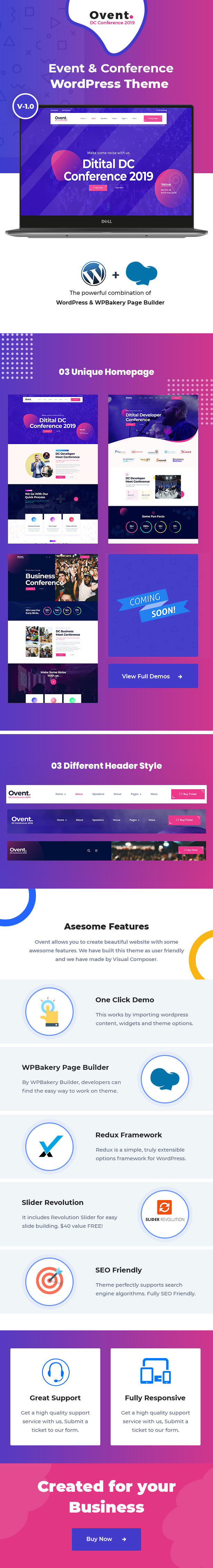Ovent v1.0.8 –  WordPress活动和会议主题插图(1)
