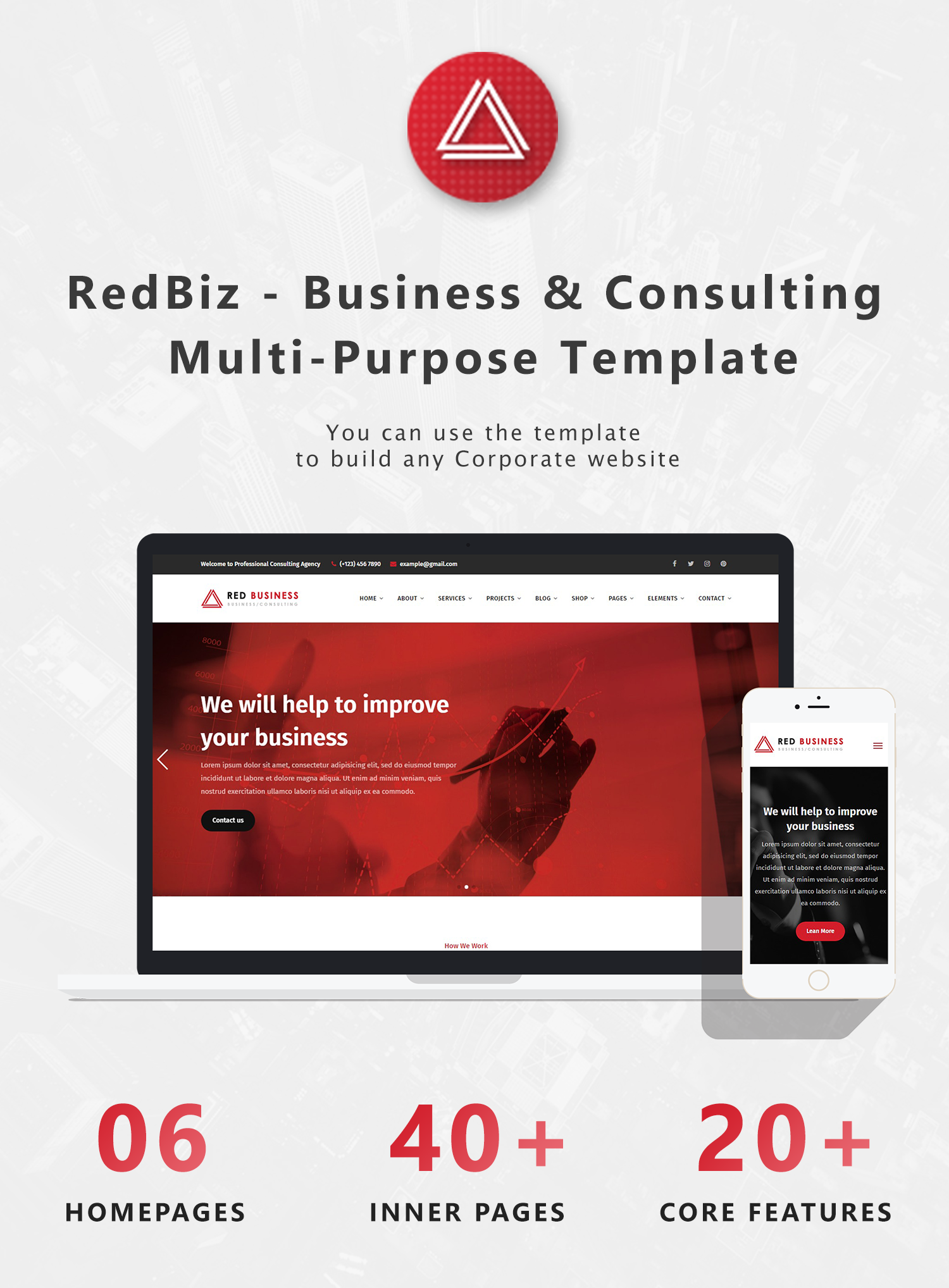 RedBiz v1.2.7 – 财务和咨询多功能主题插图(2)