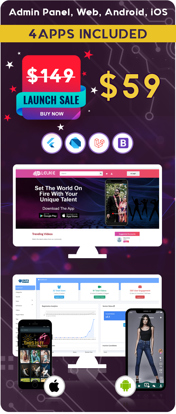 Flutter TikTok Clone v3.4 – 适用于 Android 和 iOS 的 Triller 克隆和短视频流移动应用程序插图(4)