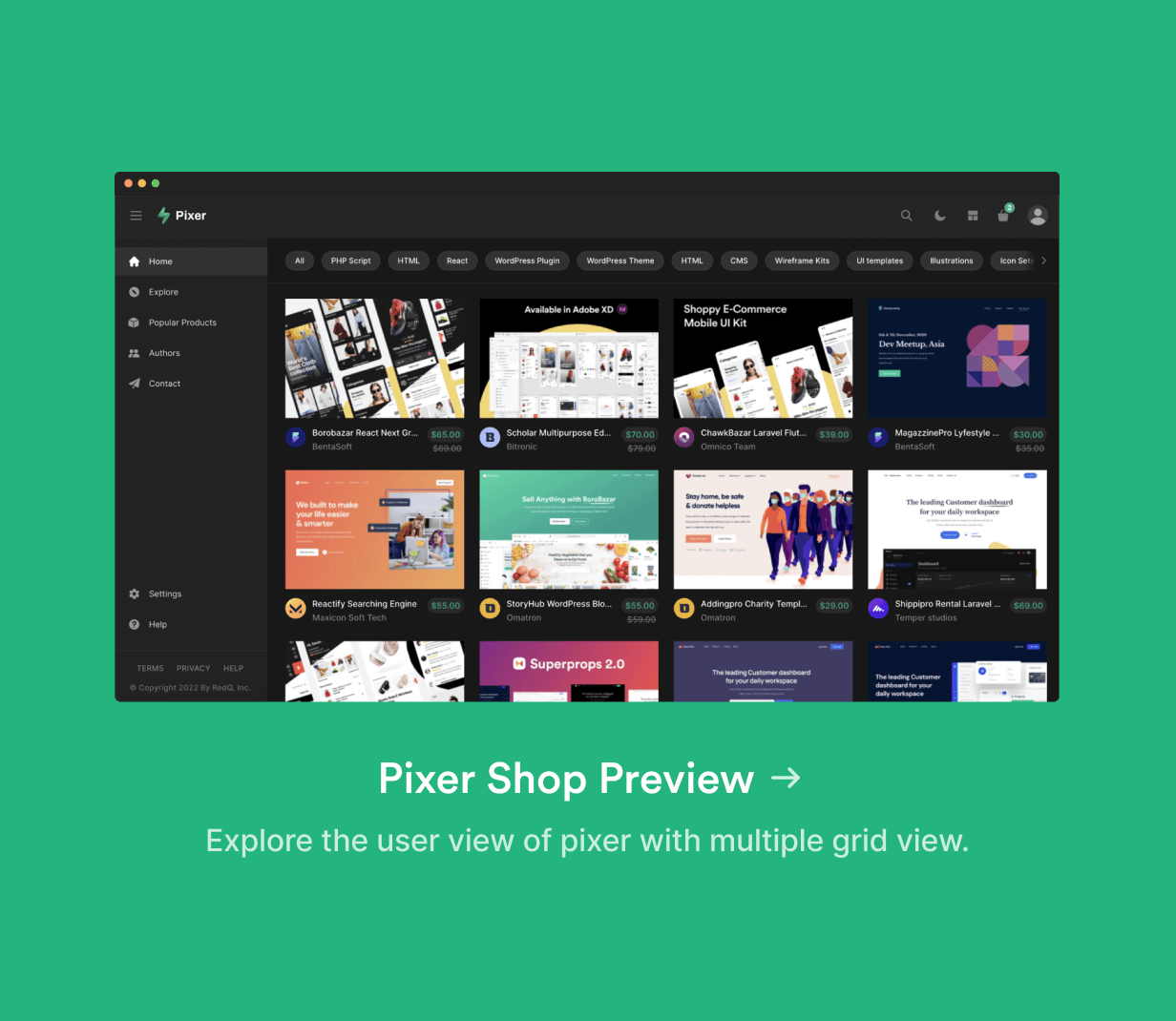 Pixer v6.8.0 – React Laravel 多供应商数字市场插图(2)