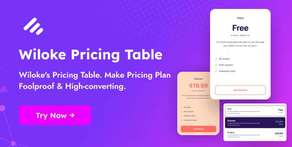 Wiloke Pricing Table Addon For Elementor v1.0.3 – Wiloke 定价表插件插图