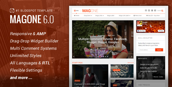 MagOne v6.9.75 – 响应式新闻和杂志博客模板插图