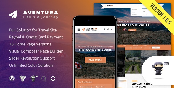 Aventura v2.7.7(原版) –  WordPress 旅行和旅游预订系统主题