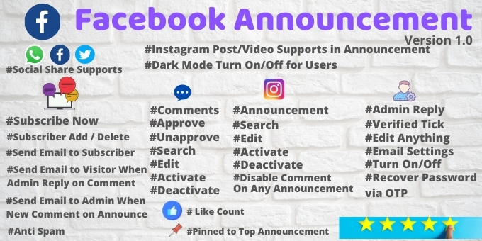 Facebook Announcement PHP Script with Admin Panel v1.2 – 带有管理面板的 PHP源码插图
