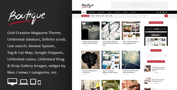 Boutique Grid v3.5 – WordPress 创意杂志主题插图