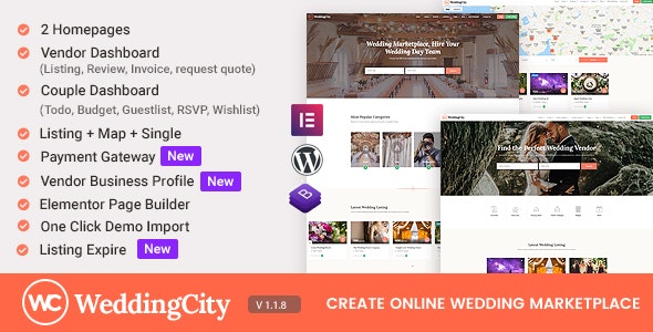 WeddingCity v1.2.6 – WordPress 目录和列表主题插图