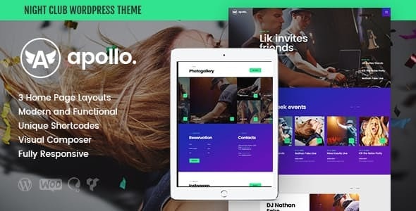 Apollo v1.3.6 – WordPress 夜总会、DJ 音乐会和音乐活动主题插图