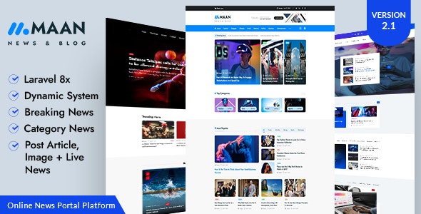 Maan News v4.0 – Laravel 杂志博客和新闻 PHP源码插图