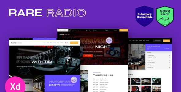 Rare Radio v1.0.15.1 – 在线音乐电台和播客 WordPress 主题插图