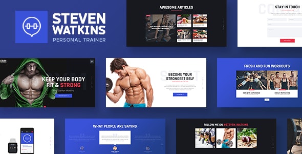 Steven Watkins v2.0 – 私人健身教练和营养教练 WordPress 主题插图