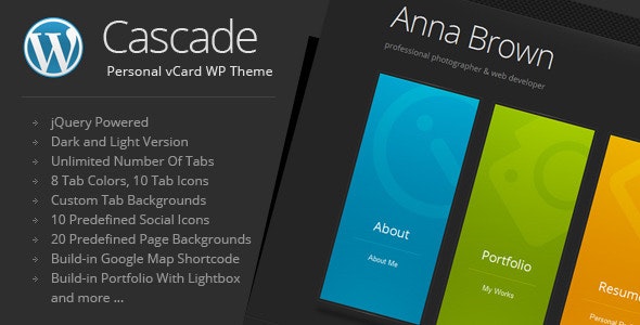 Cascade v8.2 – 个人 vCard WordPress 主题插图