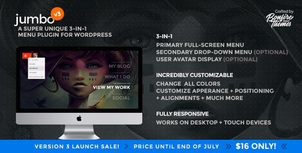 Jumbo v3.8 – 适用于 WordPress 的三合一全屏菜单插图
